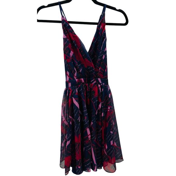 LULUS NwT Britannia Navy Blue Print Skater Dress Size M - Picture 3 of 9